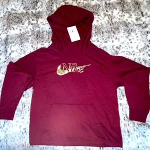relaxed maroon nike hoodie